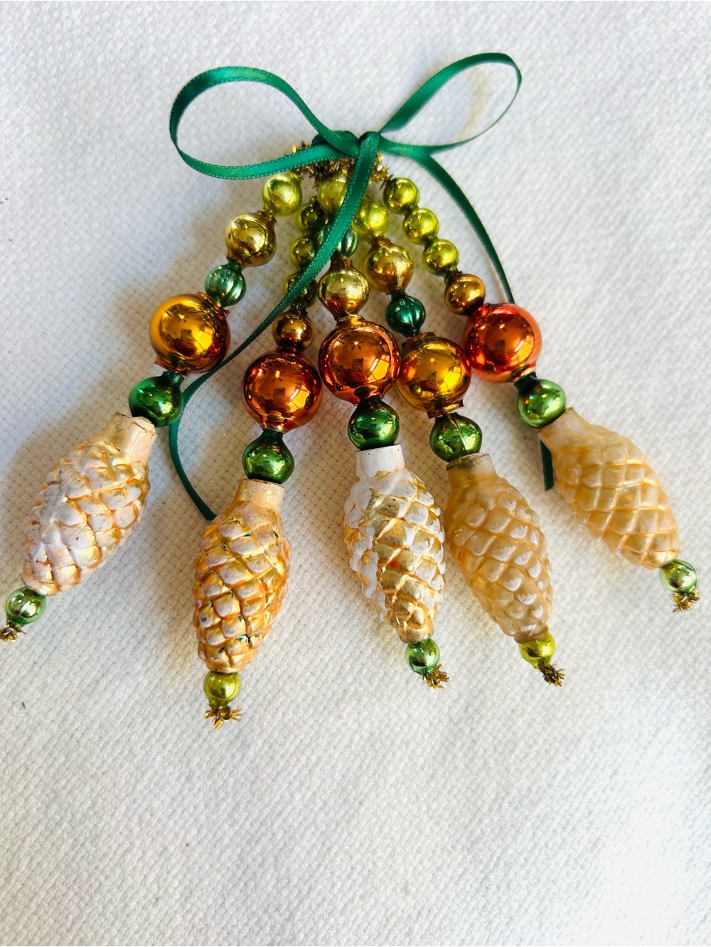 🍁mini Vintage Repurposed  Fall Halloween ornaments, Mercury Glass bead icicle